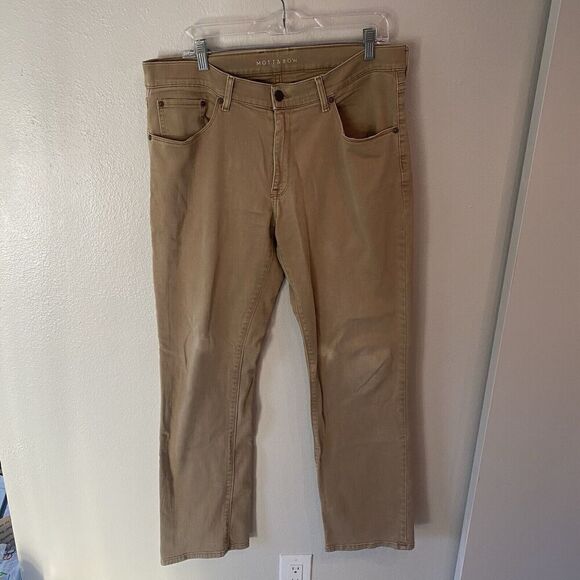 Mott And Bow Mens 35x32 Straight Chino Khaki Tan Pants - Picture 1 of 9
